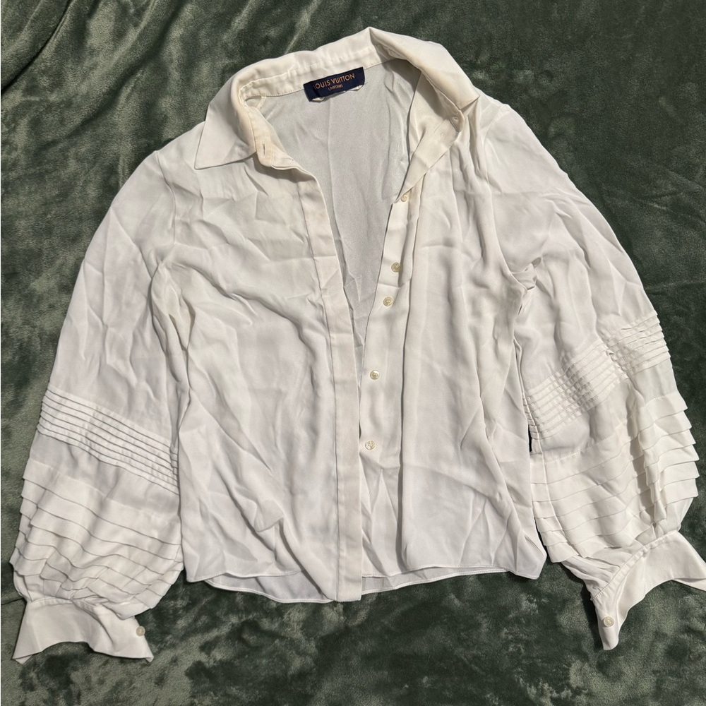 Louis Vuitton White Uniform Shirt with ruffle detailed sleeves